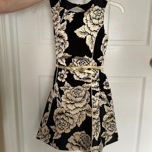 Girls Black & Gold Flower Dress